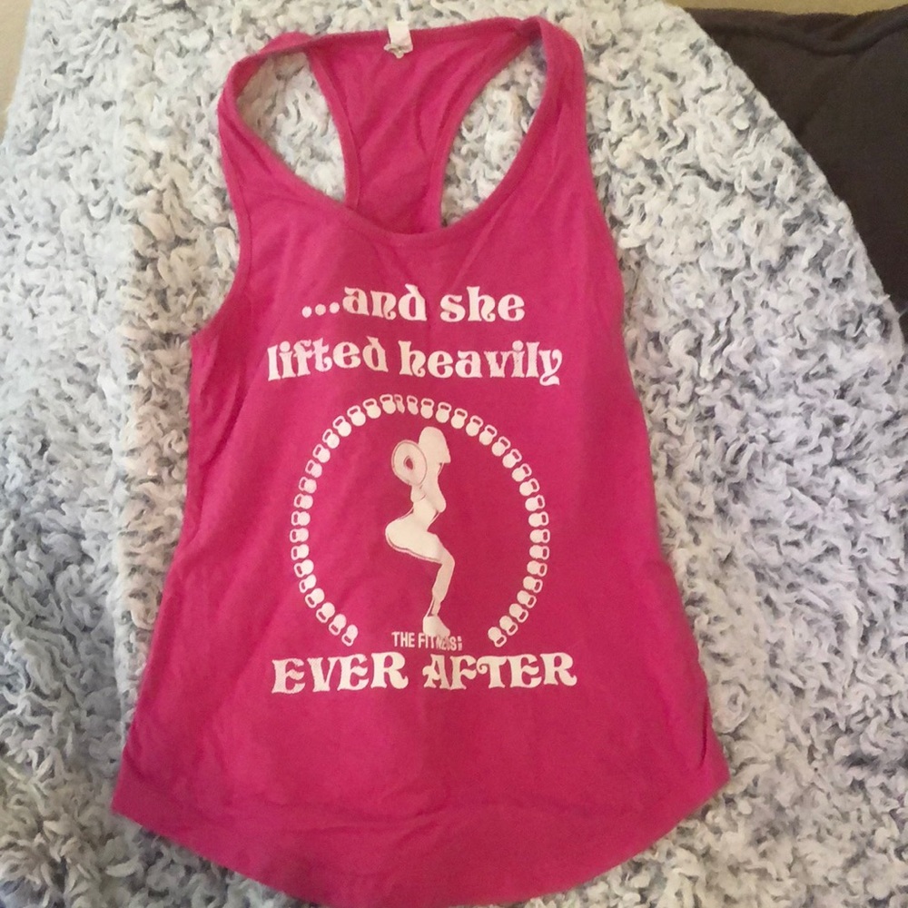 Pink workout tank. Size L. The Fitness Tee co. Like new